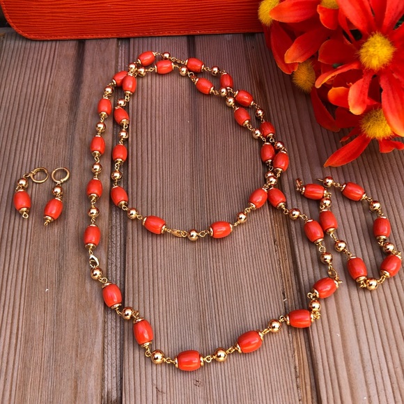 🧡 Beautiful and bold beaded jewelry set NWOT - Picture 3 of 8